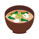 豆腐とわかめのお味噌汁のイラスト
