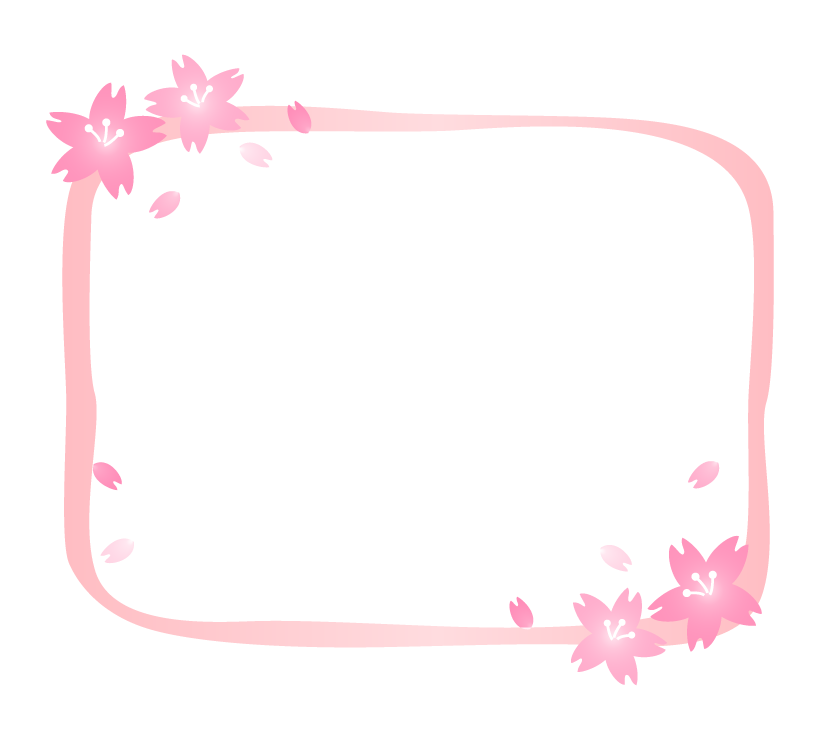 桜の花びらの手書き風ピンク色のフレーム・枠イラスト