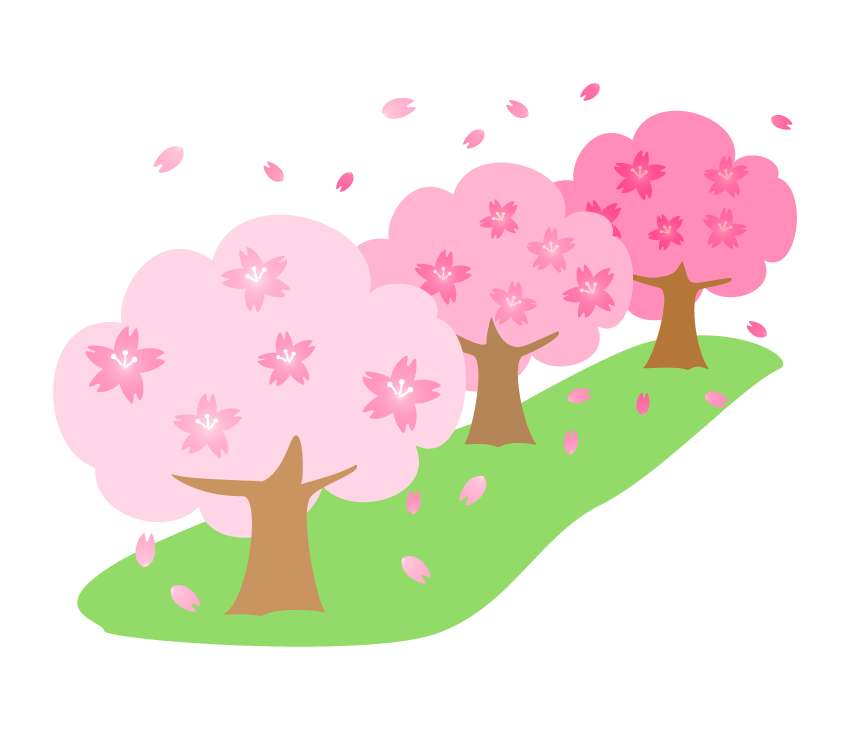 桜並木のイラスト