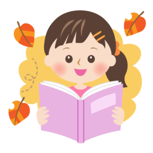 読書の秋・本を読んでいる女の子のイラスト