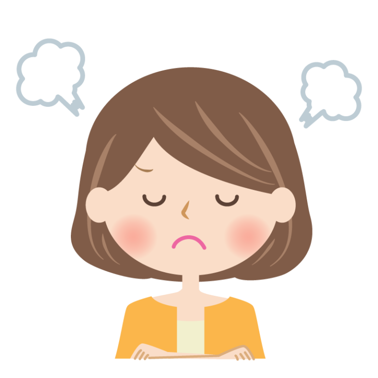 焦っている女性の顔のイラスト | フリー素材 イラストミント