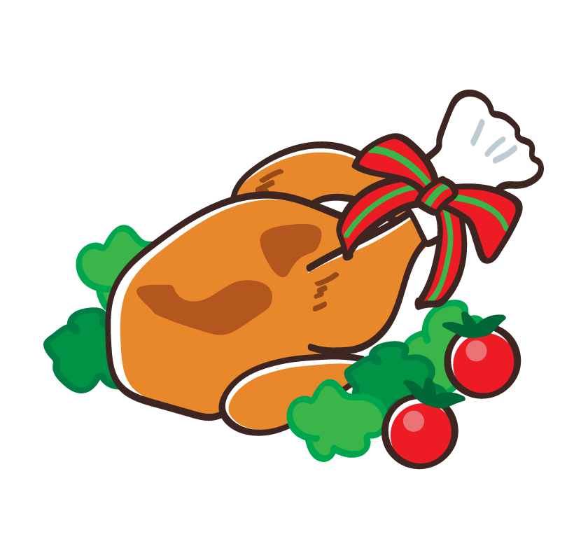 クリスマス・ローストチキンのイラスト