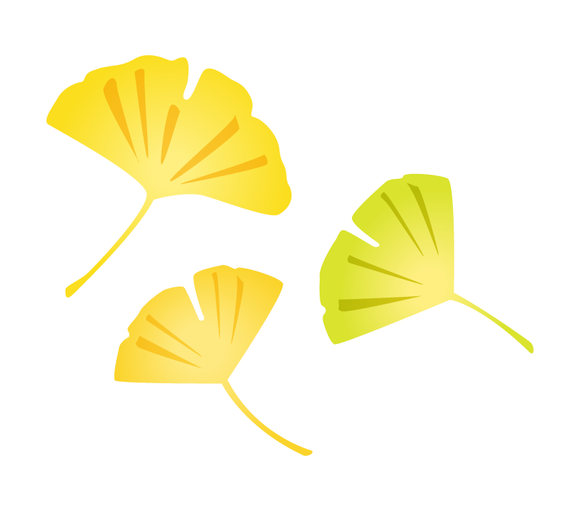 ３枚のイチョウの葉のイラスト
