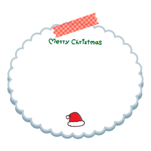 サンタ帽子と「merry christmas」文字のメモ用紙風フレーム・枠イラスト