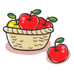 かご盛りのリンゴのイラスト