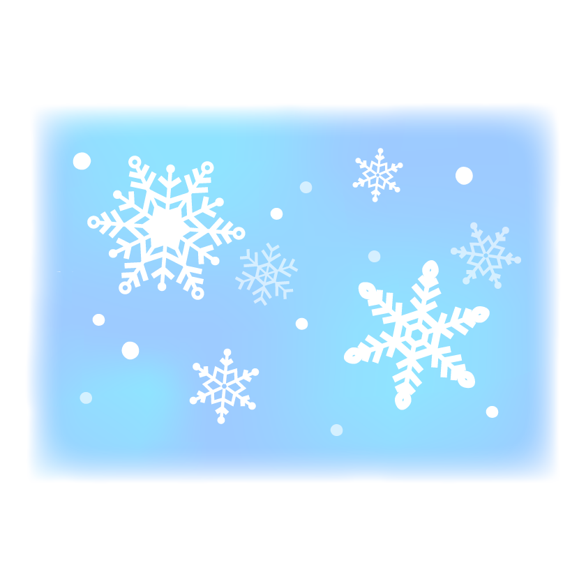 雪の結晶の青色四角のイラスト