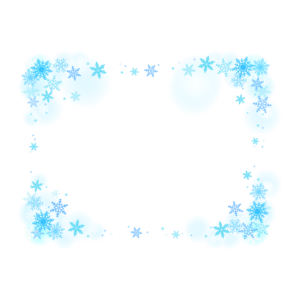 雪の結晶のふわふわ青色のフレーム・枠イラスト