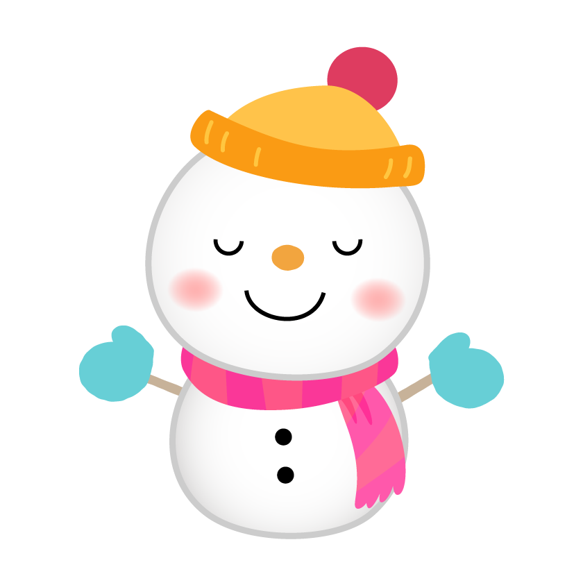 ピンクのマフラーを巻いた雪だるまのイラスト フリー素材 イラストミント