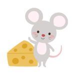 かわいいネズミとチーズのイラスト