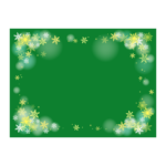 雪の結晶の緑色背景の四角いフレーム・枠イラスト