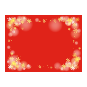 雪の結晶の赤背景の四角いフレーム・枠イラスト