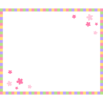 四角とお花の囲みフレーム・枠イラスト