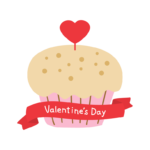 ハートのカップケーキと「Valentine's Day」のイラスト