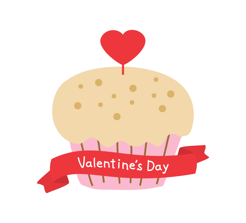 ハートのカップケーキと Valentine S Day のイラスト フリー素材 イラストミント