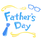 父の日「Father's Day」文字とネクタイとメガネのイラスト