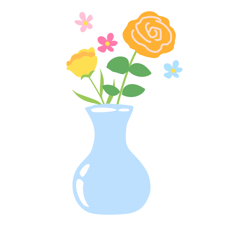 花瓶に生けたお花のイラスト