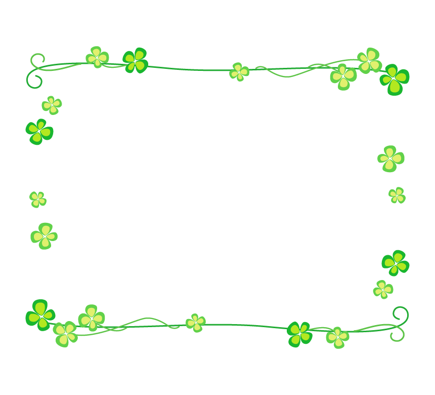 四つ葉のクローバーの上下飾りフレーム 枠イラスト フリー素材 イラストミント