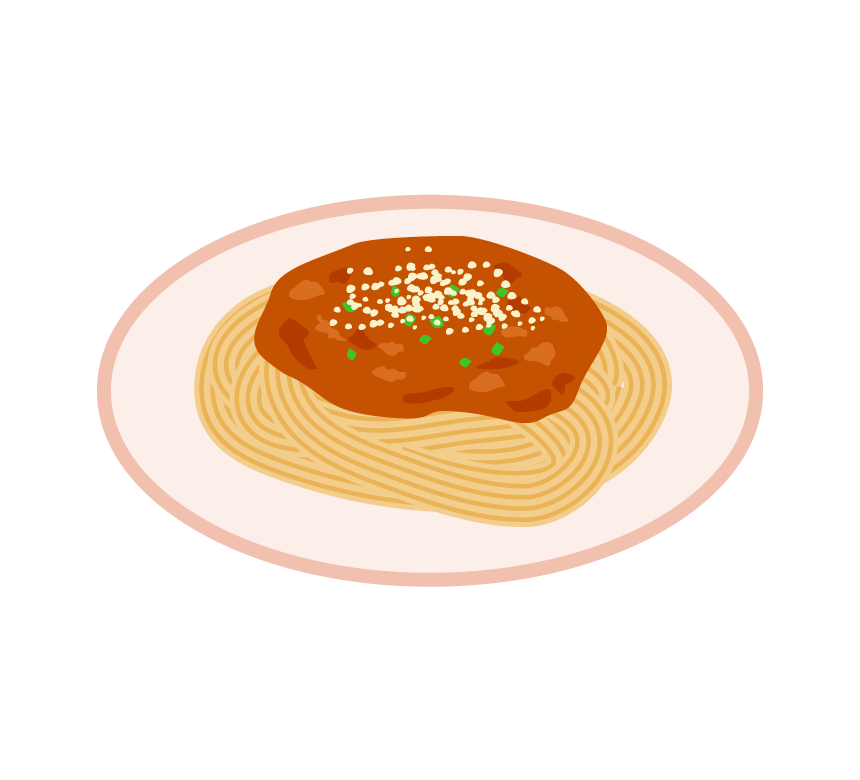 ミートソース（ボロネーゼ）スパゲティのイラスト