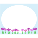 こどもの日　菖蒲の花の水色楕円フレーム・枠イラスト