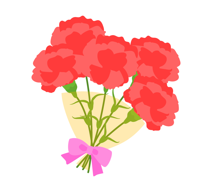 赤いカーネーションの花束のイラスト