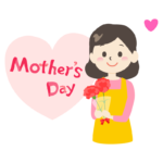母の日・お母さんと「Mother's Day」文字イラスト