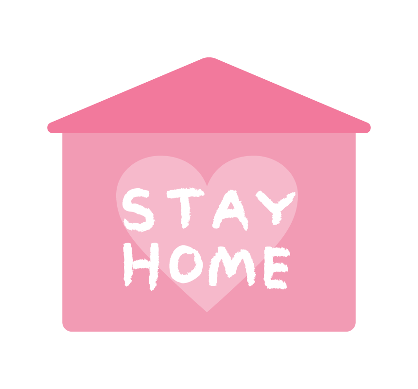 「STAY HOME」文字と家のイラスト