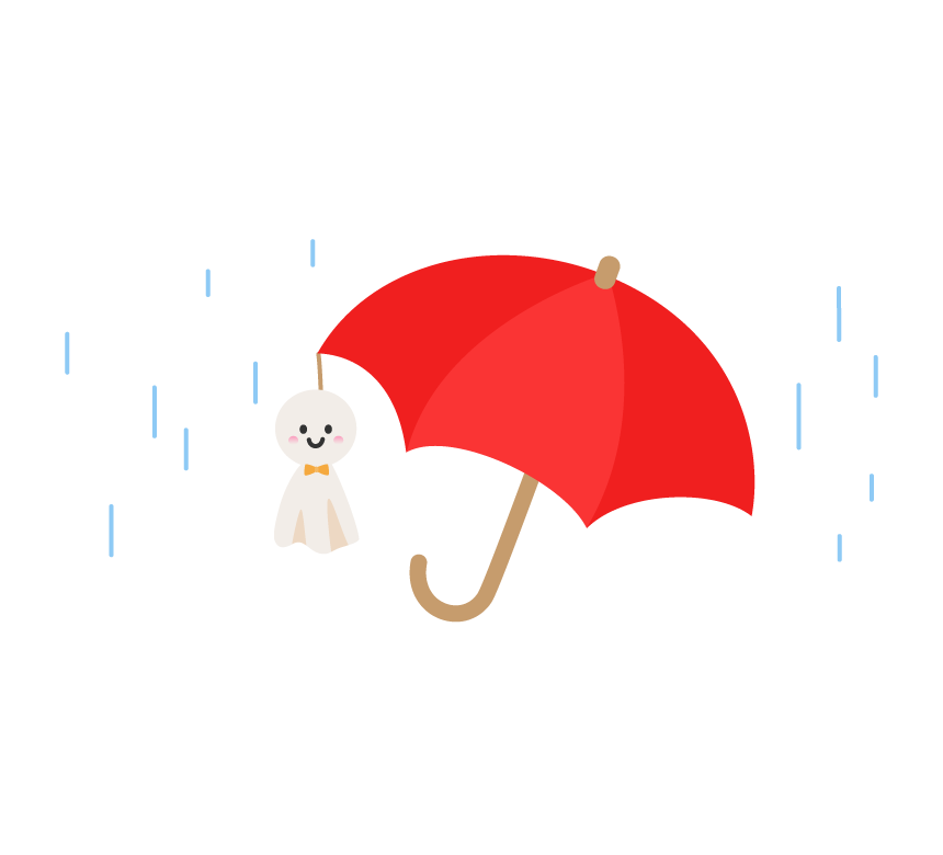 梅雨 真っ赤な傘とてるてる坊主のイラスト フリー素材 イラストミント