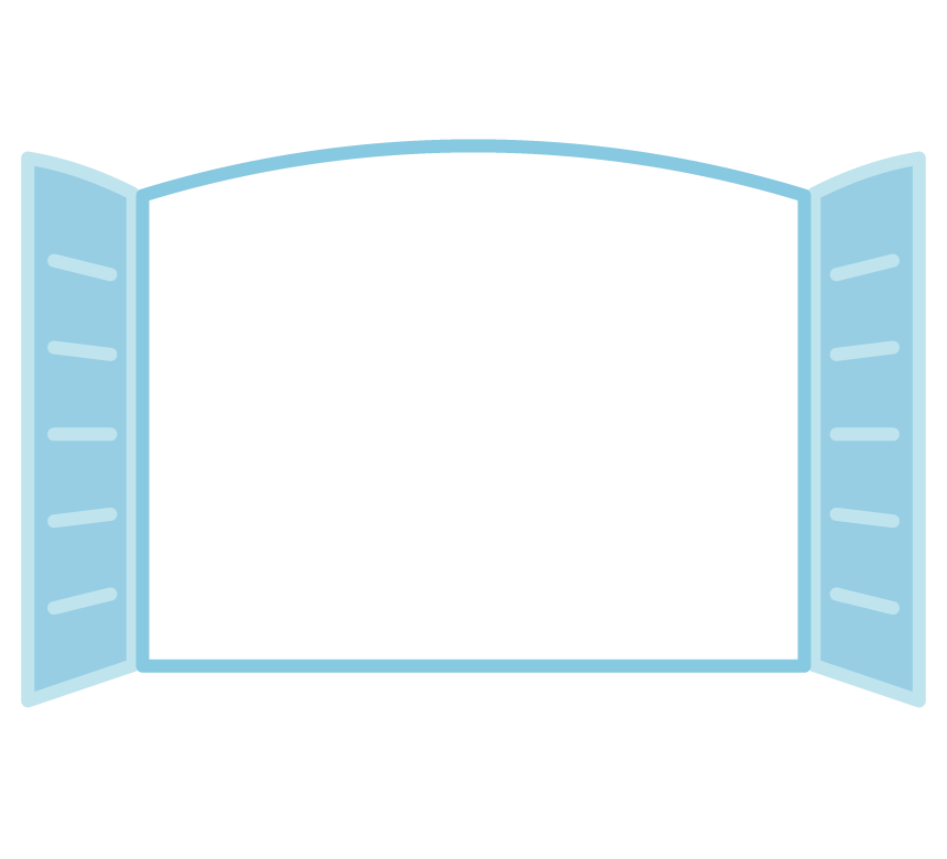 水色の窓のフレーム・枠イラスト
