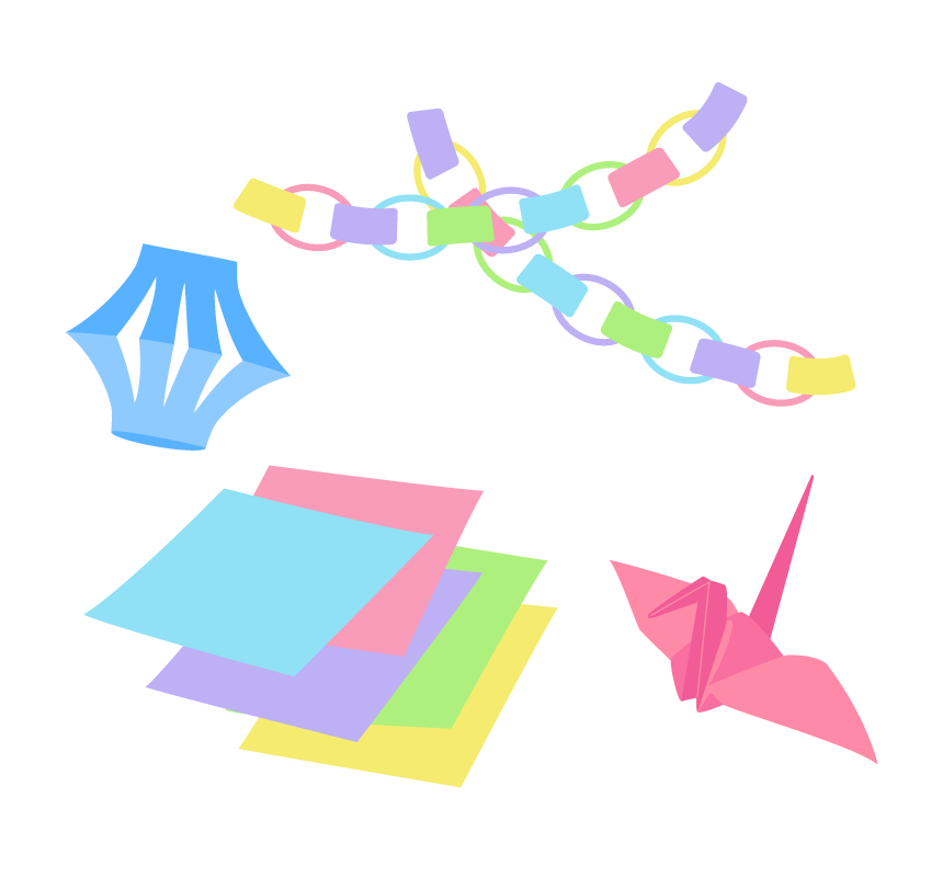 折り紙と七夕飾りのイラスト
