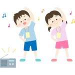 ラジオ体操をする子供たちのイラスト