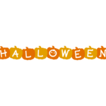 かぼちゃの形の「HALLOWEEN」文字イラスト