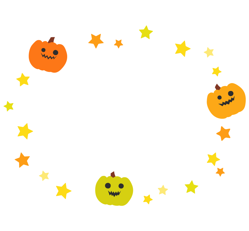 ハロウィン・かぼちゃと星の囲みフレーム・枠イラスト
