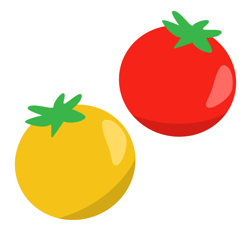 赤と黄色のプチトマトのイラスト