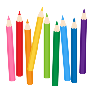 カラフルな色鉛筆のイラスト