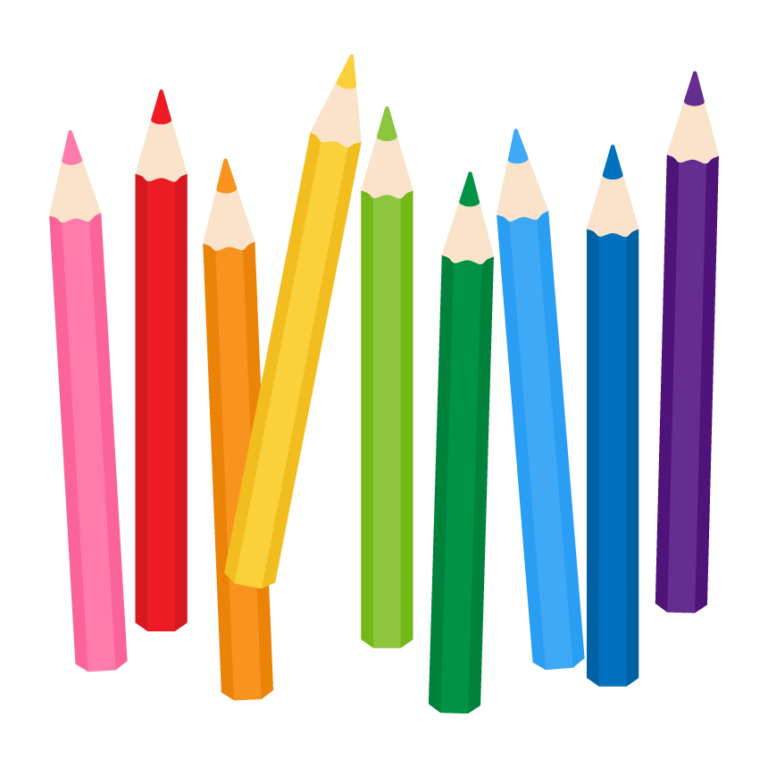 カラフルな色鉛筆のイラスト | フリー素材 イラストミント