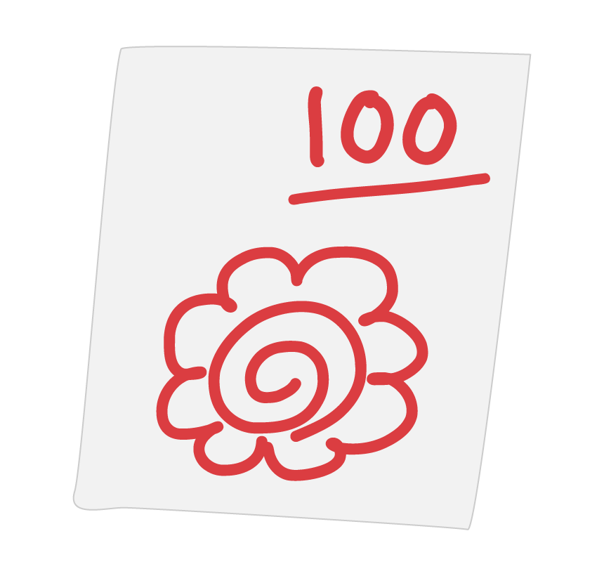 花丸100点満点のテスト用紙のイラスト